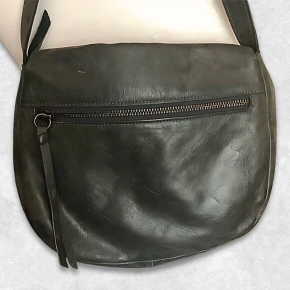 Chen & Derington Crossbody/Shoulder Leather Bag Fold-Over Snap Closure Gray OS - Picture 3 of 15